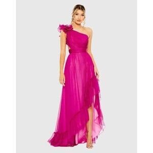 MAC DUGGAL RUFFLE ONE SHOULDER CUT OUT DRESS MAGENTA SZ 14 NEW $398 67989